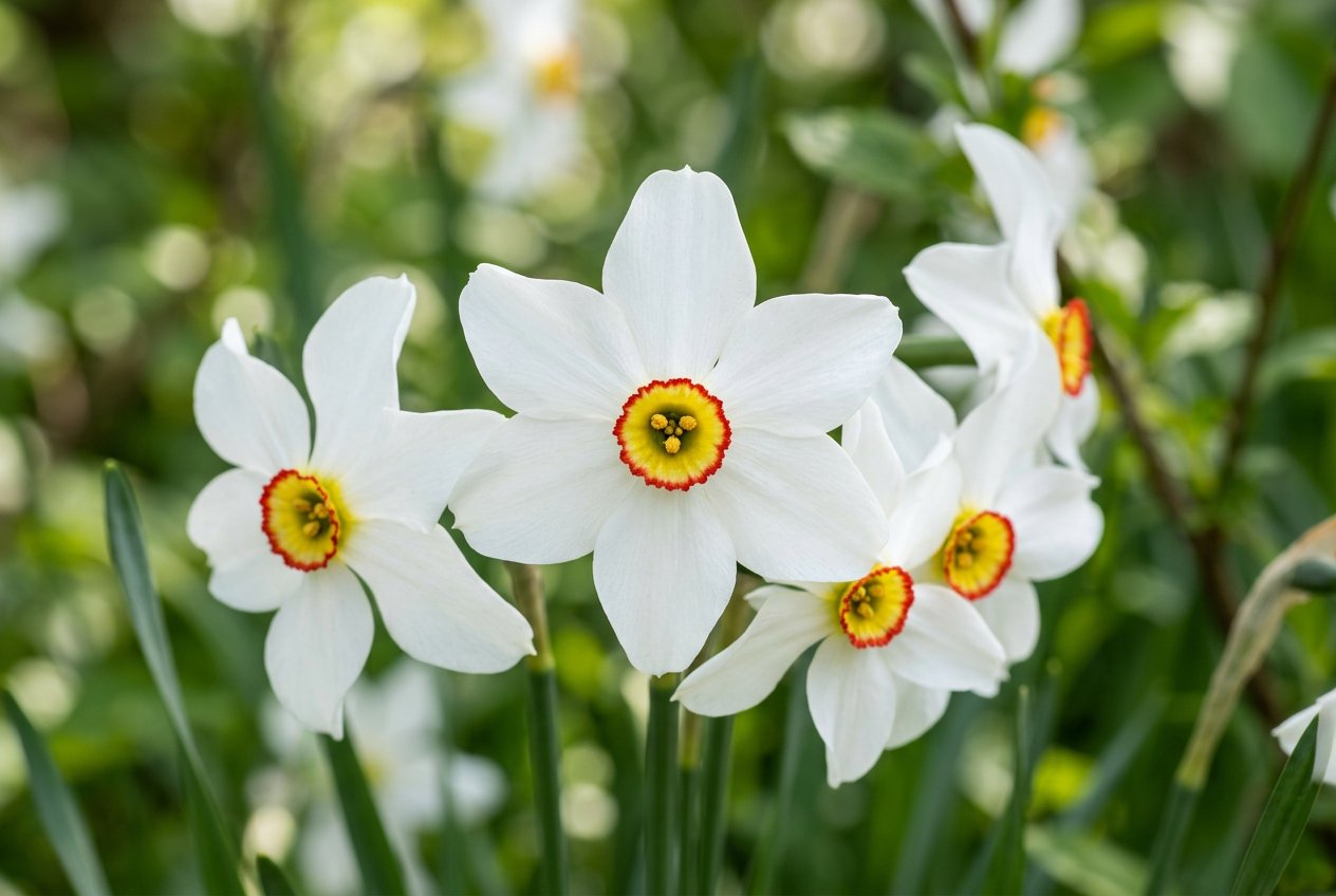 Narcissus poeticus var. recurvus (Narcissus poeticus var. recurvus) in bloom