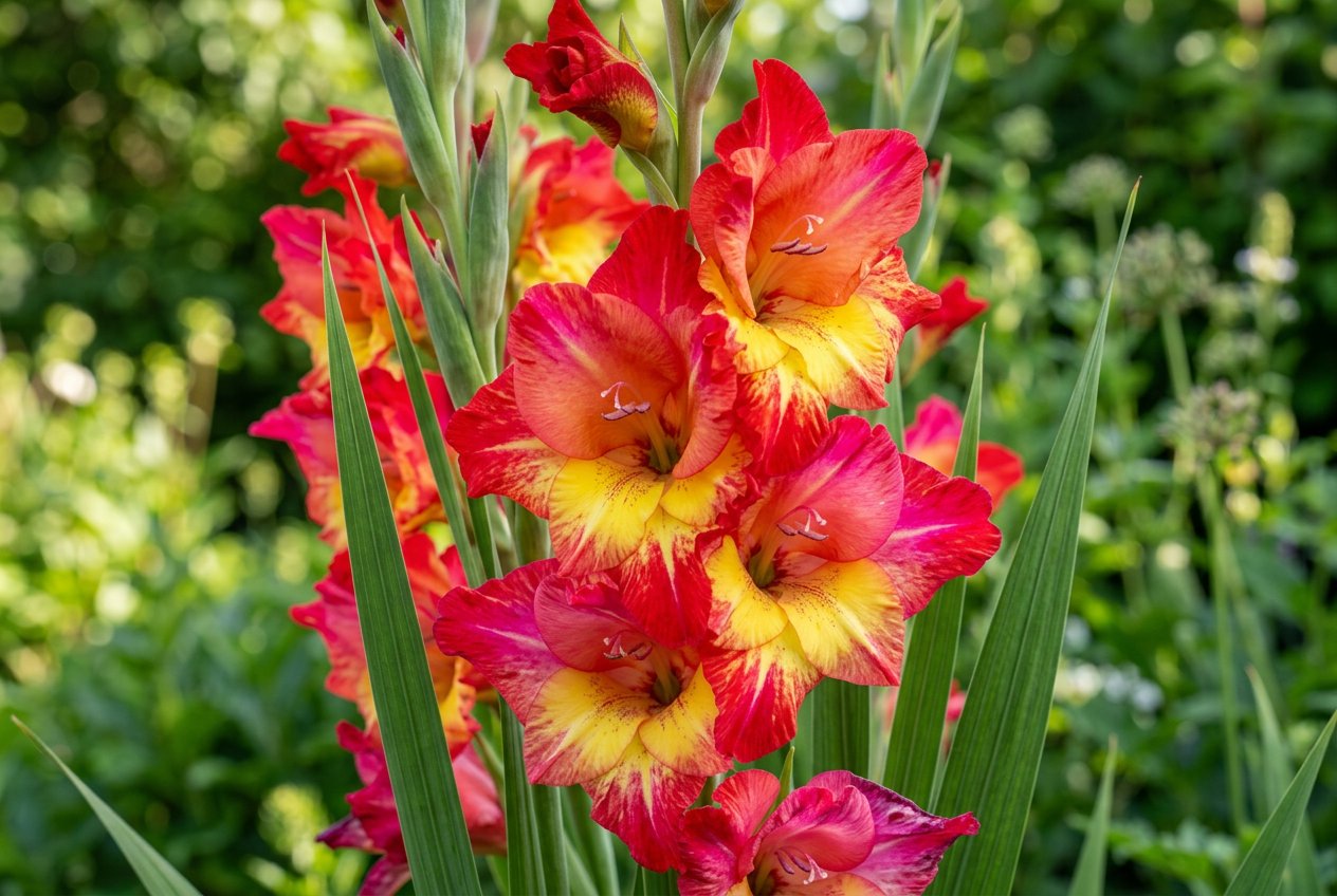 Gladiolus grandiflorus (Gladiolus × gandavensis) in bloom