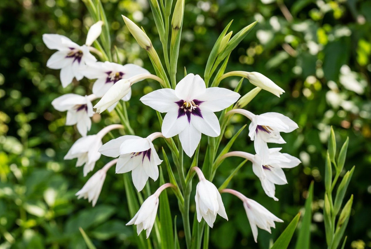 Gladiolus murielae (Gladiolus murielae) in bloom
