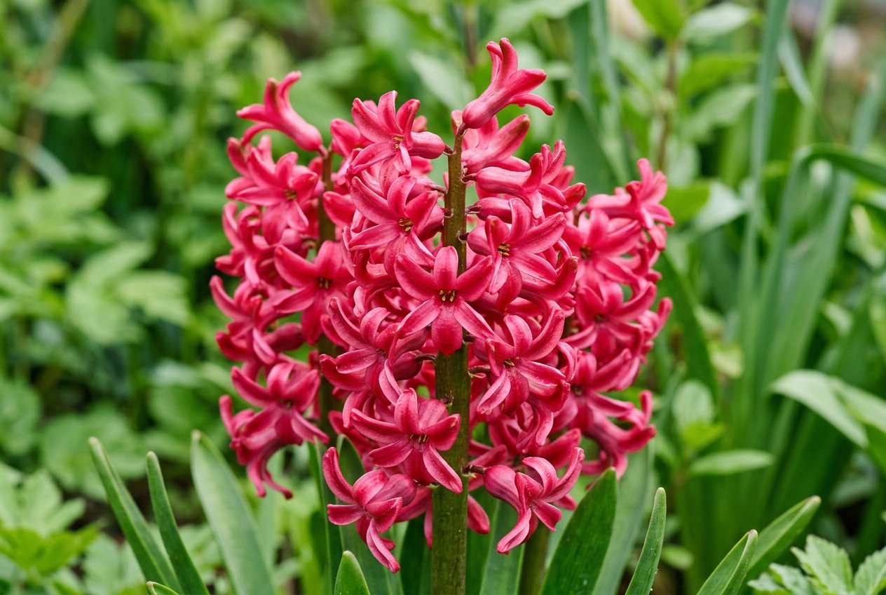 Hyacinthus 'Jan Bos' (Hyacinthus orientalis 'Jan Bos') in bloom