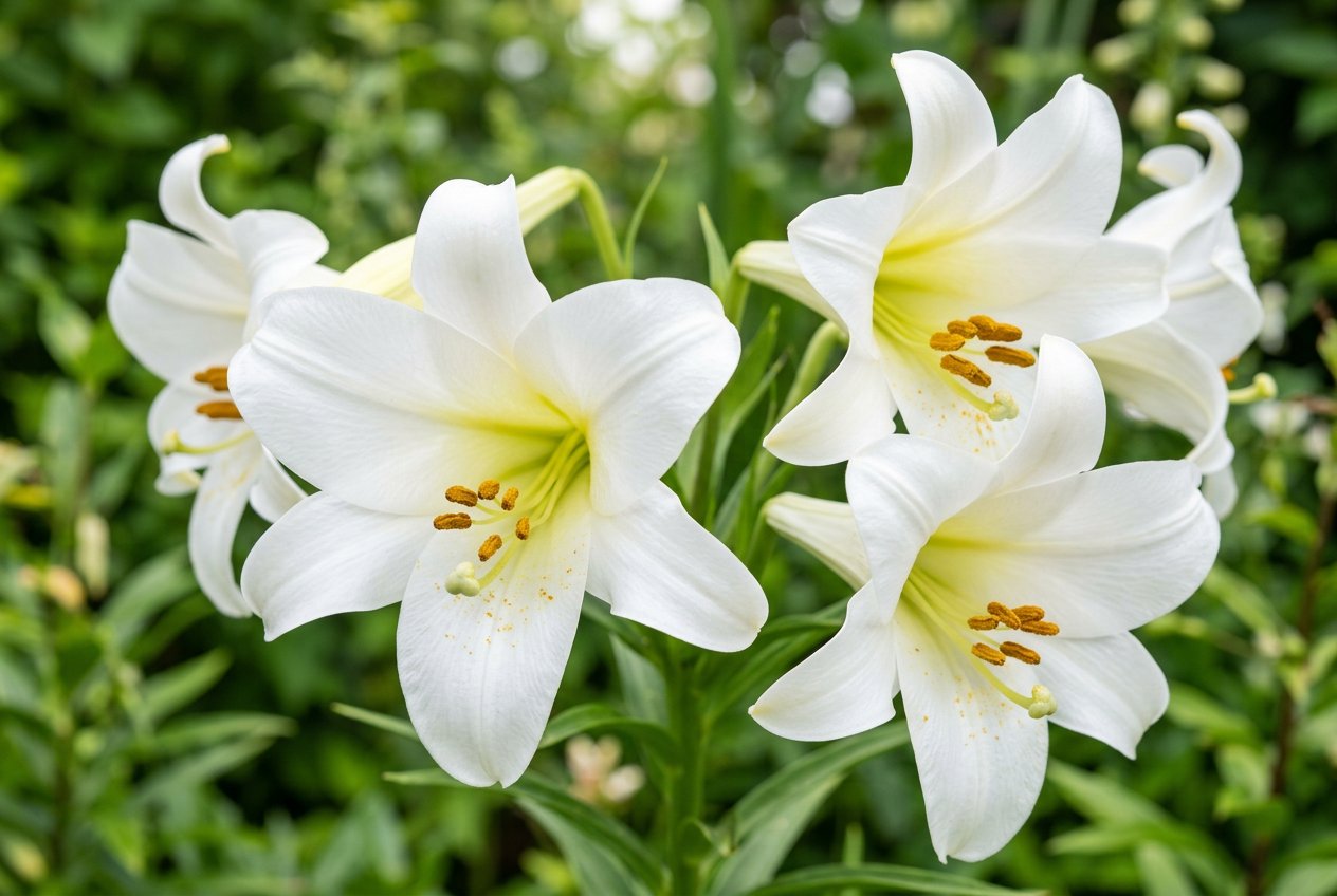 Lilium longiflorum (Lilium longiflorum) in bloom