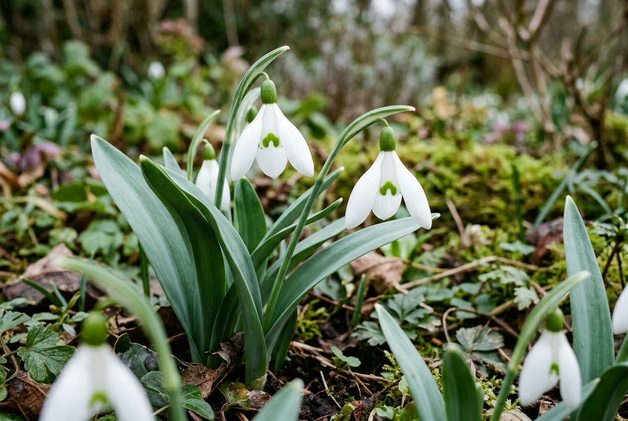 Galanthus elwesii (Galanthus elwesii) in bloom