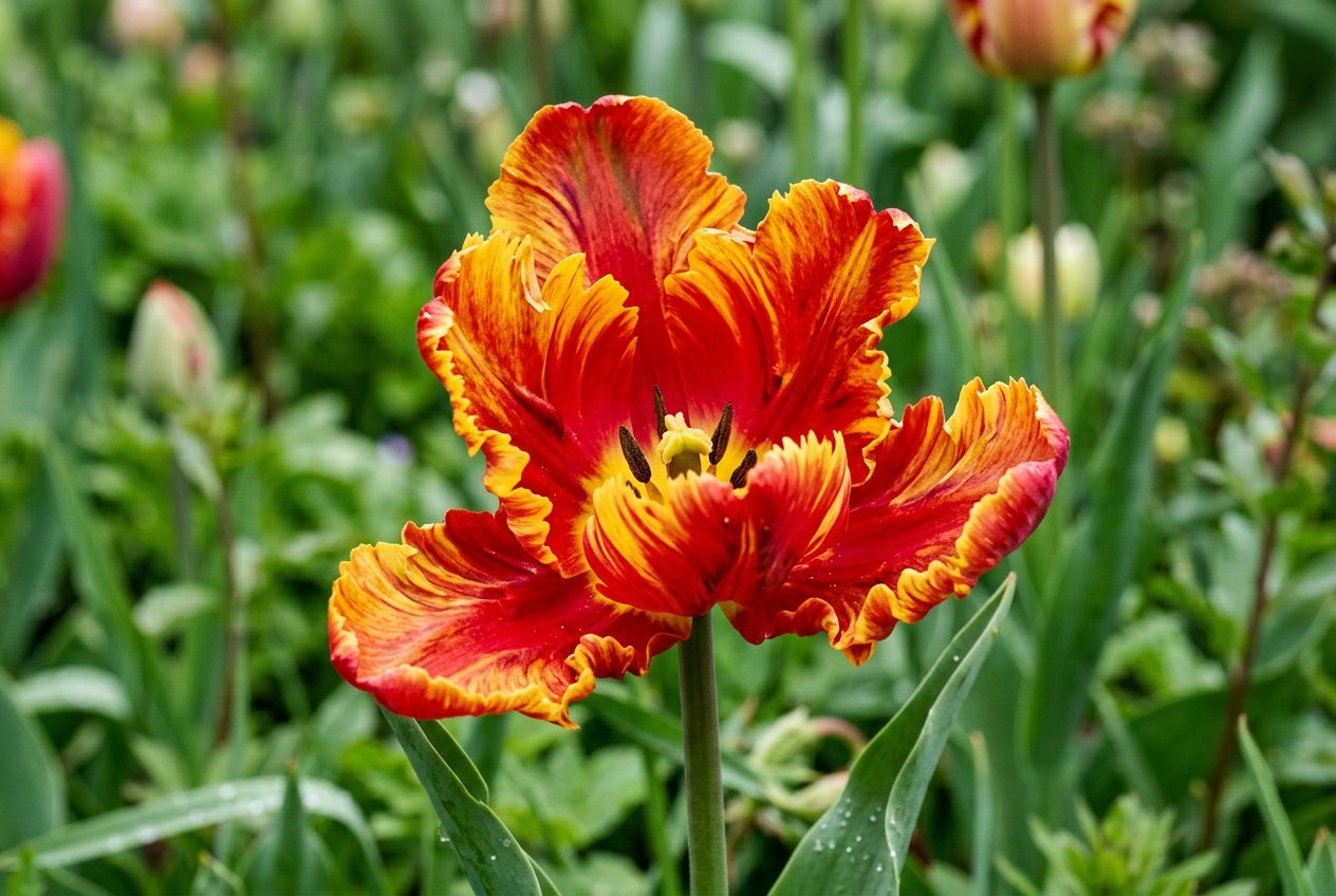 Tulipa 'Flaming Parrot' (Tulipa 'Flaming Parrot') in bloom