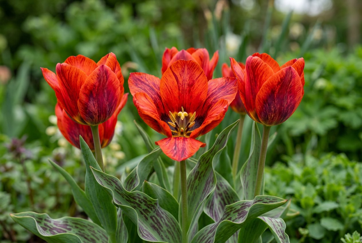 Tulipa greigii 'Red Riding Hood' (Tulipa greigii 'Red Riding Hood') in bloom