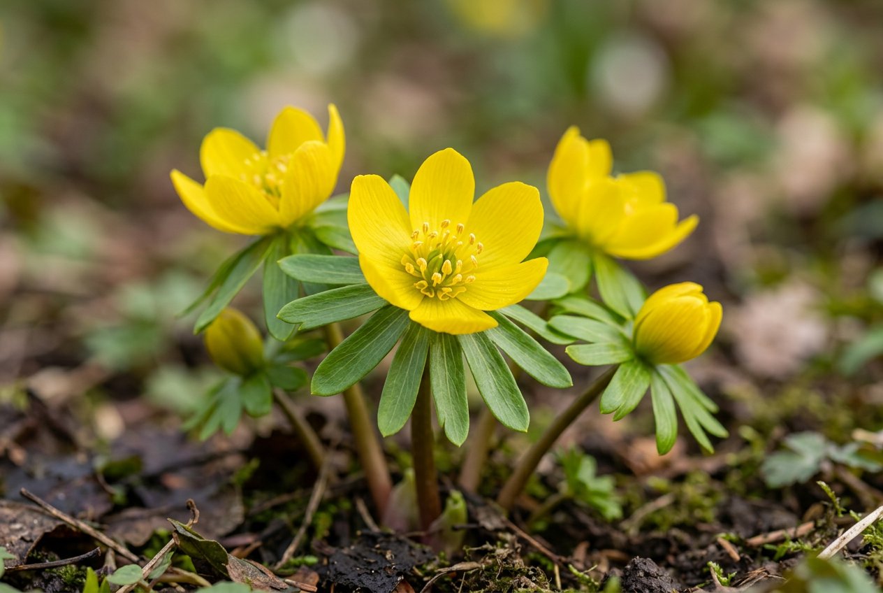 Winter Aconite (Eranthis hyemalis) in bloom